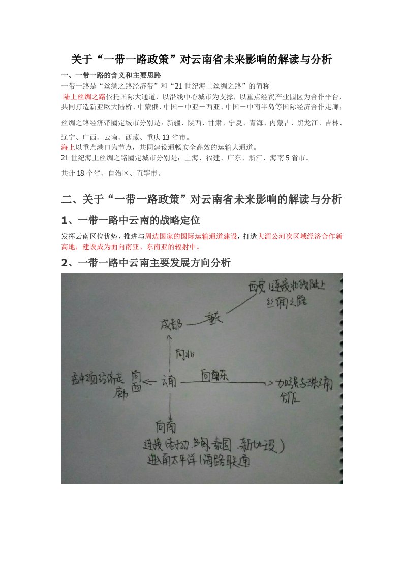 关于一带一路政策对云南未来影响和发展