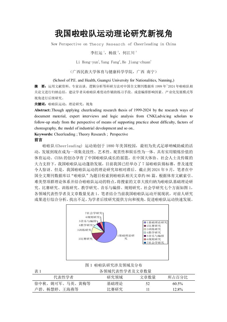 我国啦啦队运动理论研究新视角