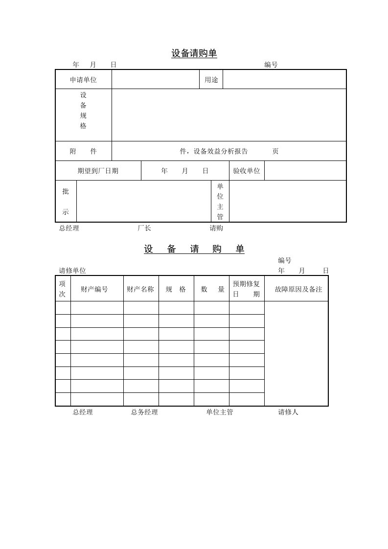 精品文档-设备请购单