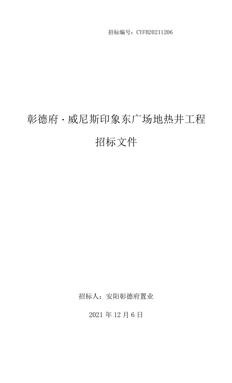 3东广场地热井招标文件