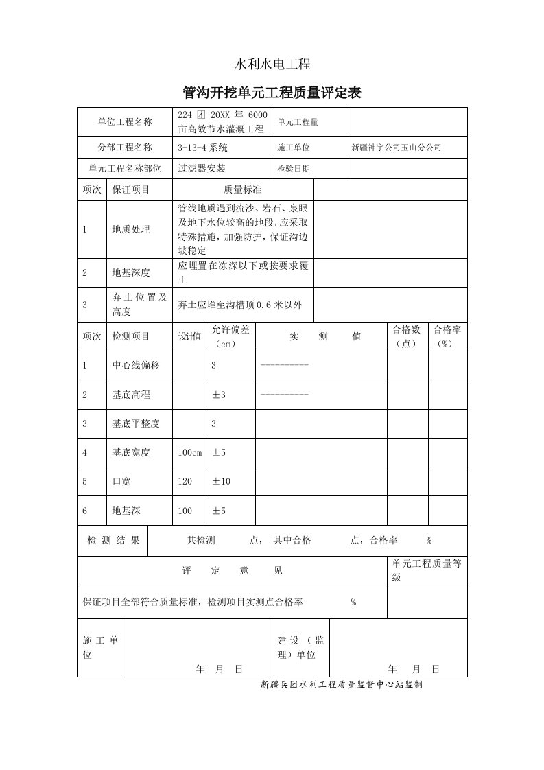 水利工程-水利工程田间管网评定表