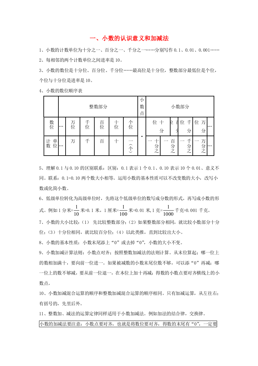 四年级数学下册