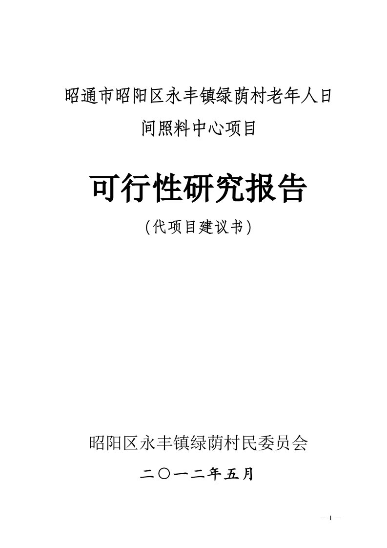 绿荫村老年人日间照料中心项目可行性研究报告