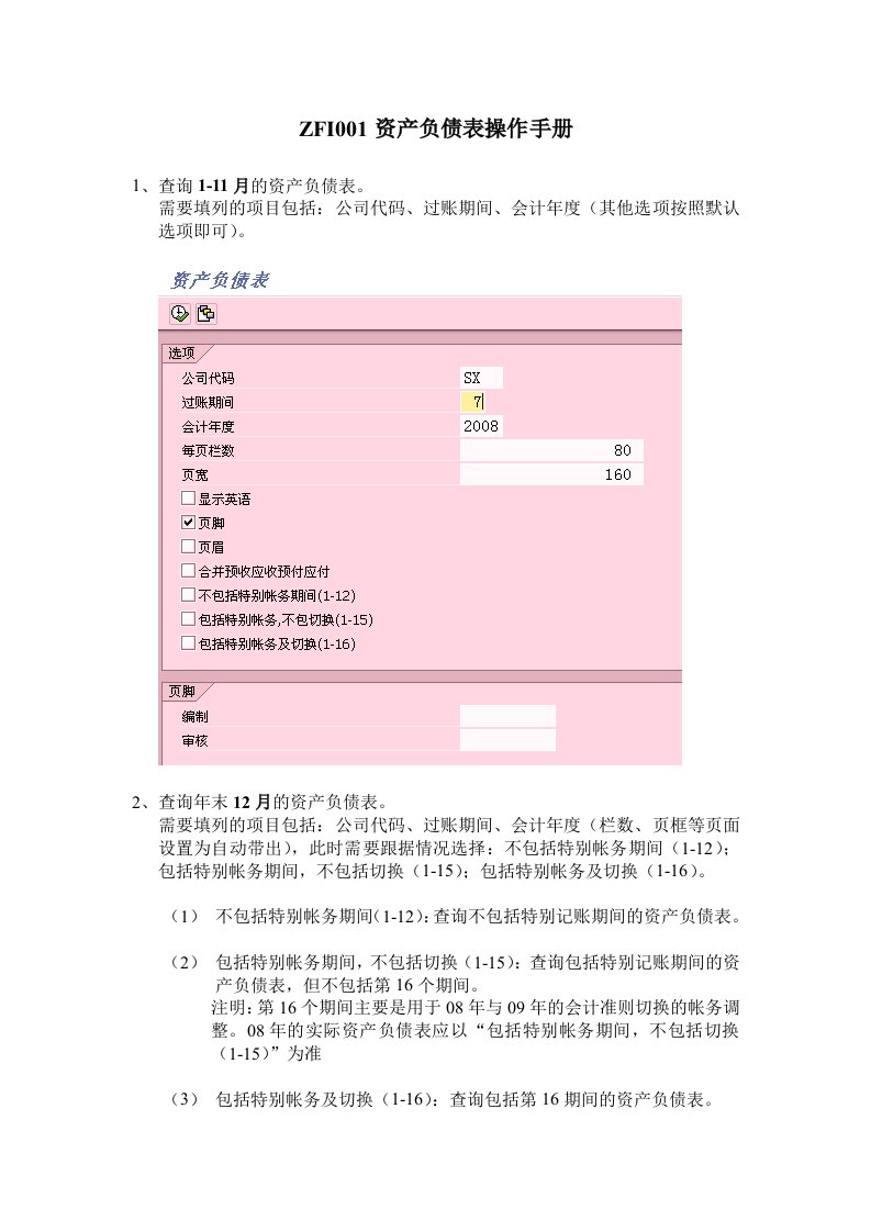 资产负债表操作手册-FI