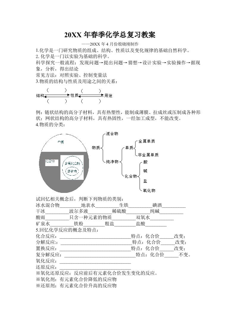 春季化学总复习教案