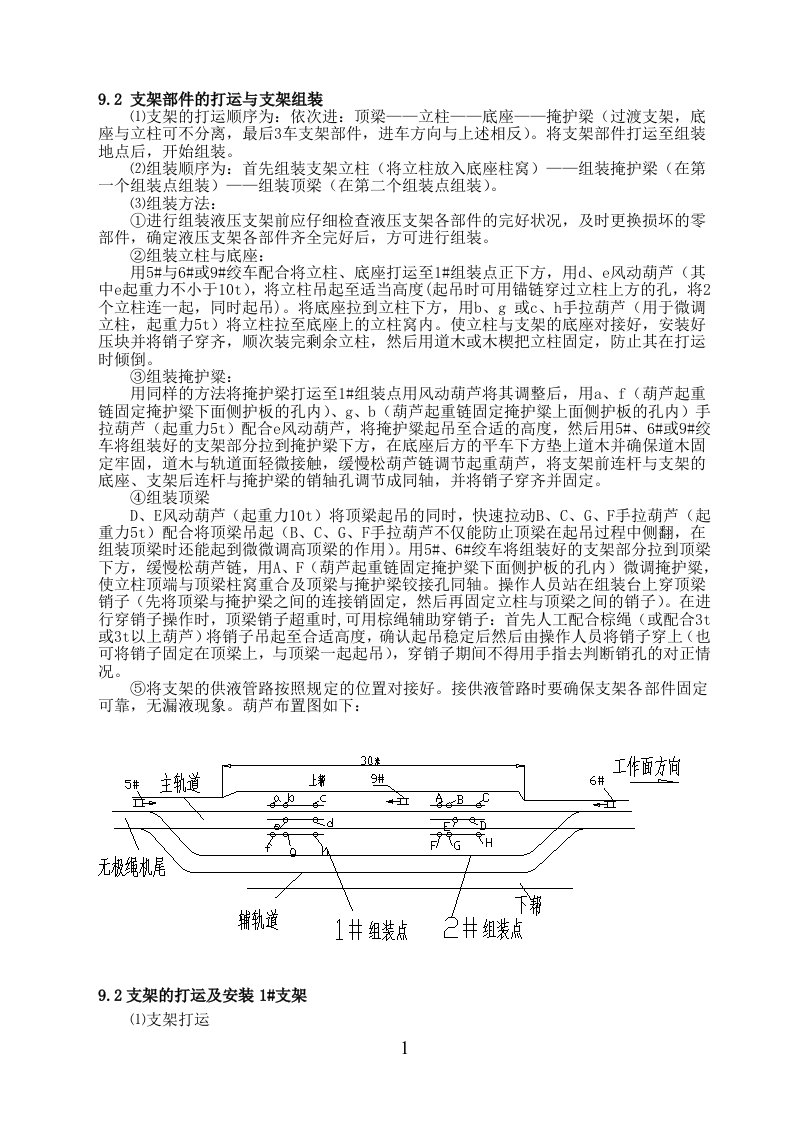 井下液压支架安装工艺