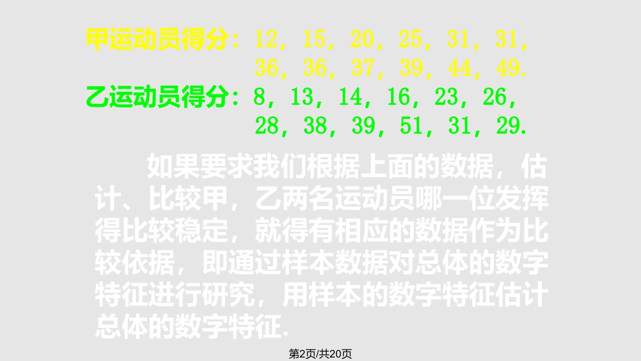 数学用样本数字特征估计总体数字特征新人教A必修