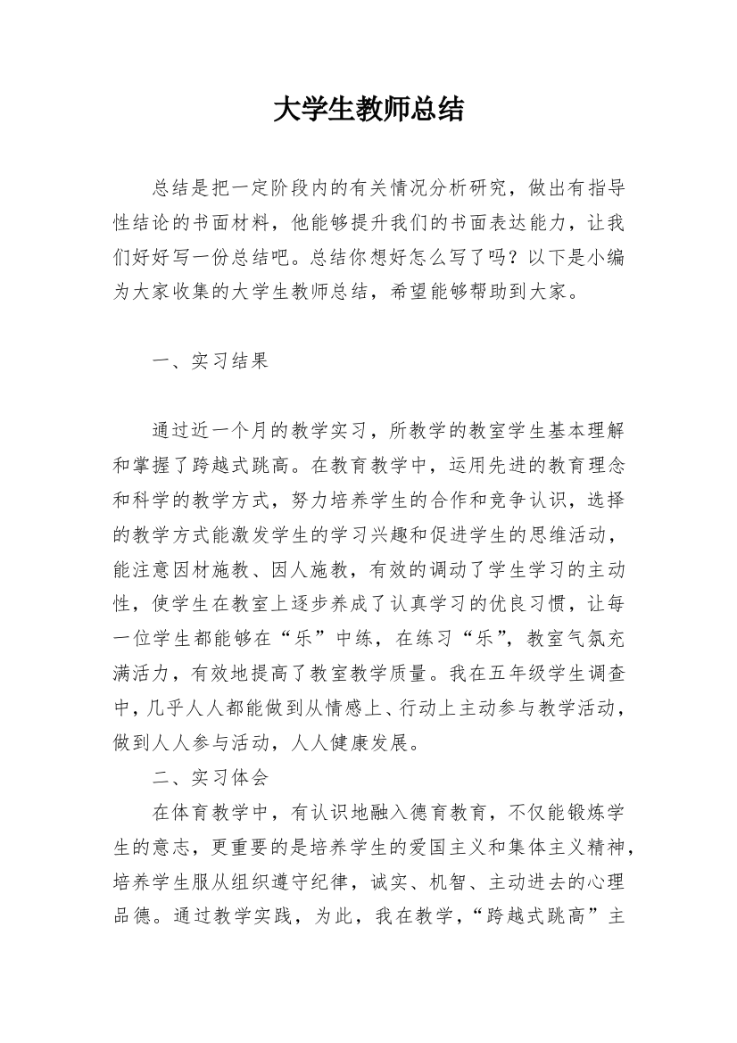 大学生教师总结