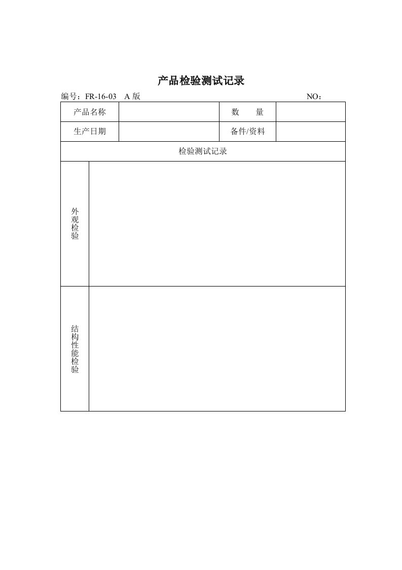 产品管理-产品检验测试记录