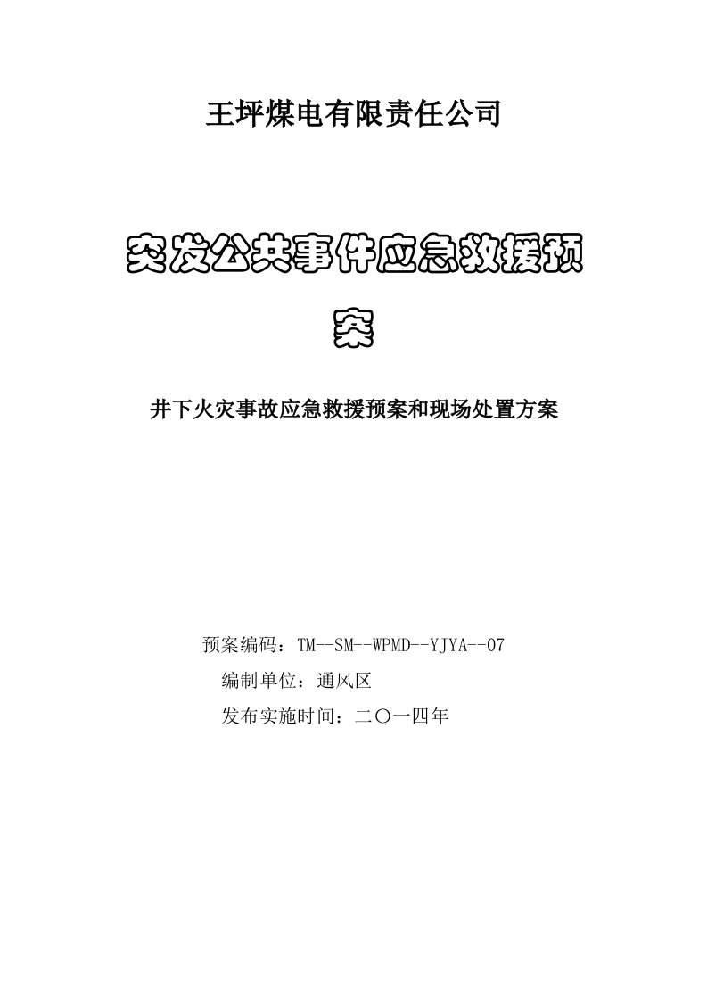 煤电有限责任公司突发公共事件应急救援预案