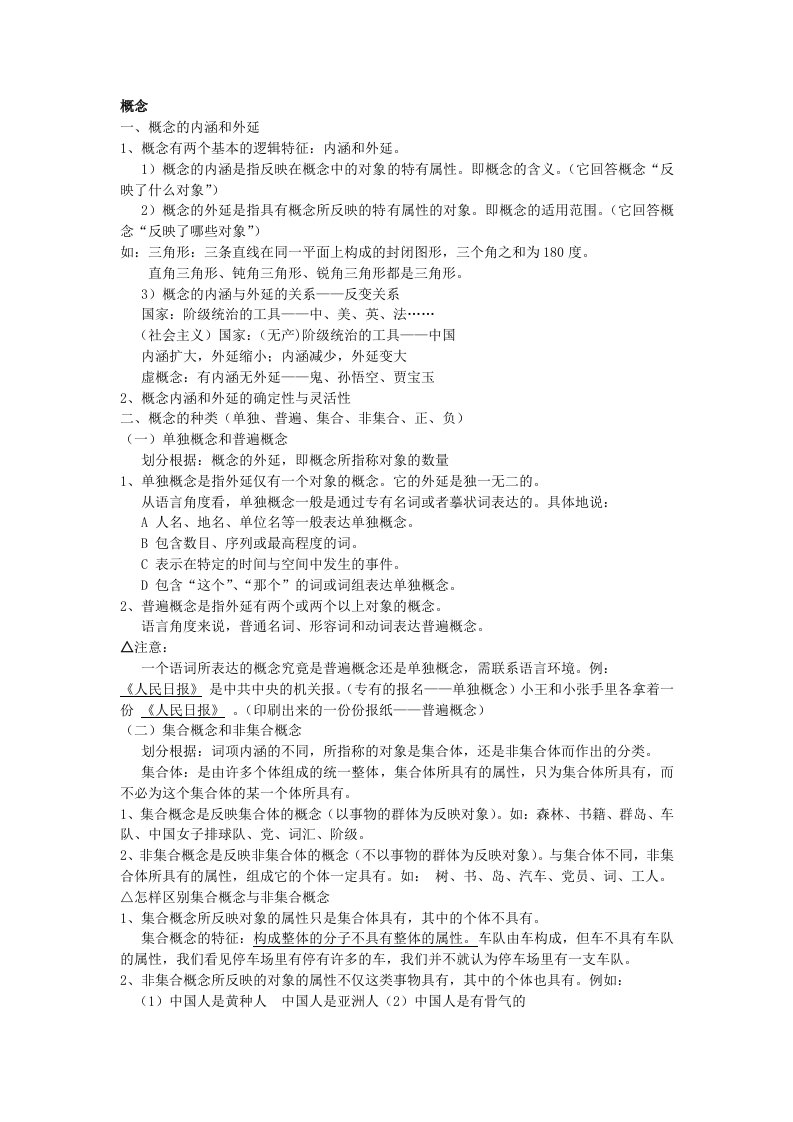 《逻辑学》重点知识整合