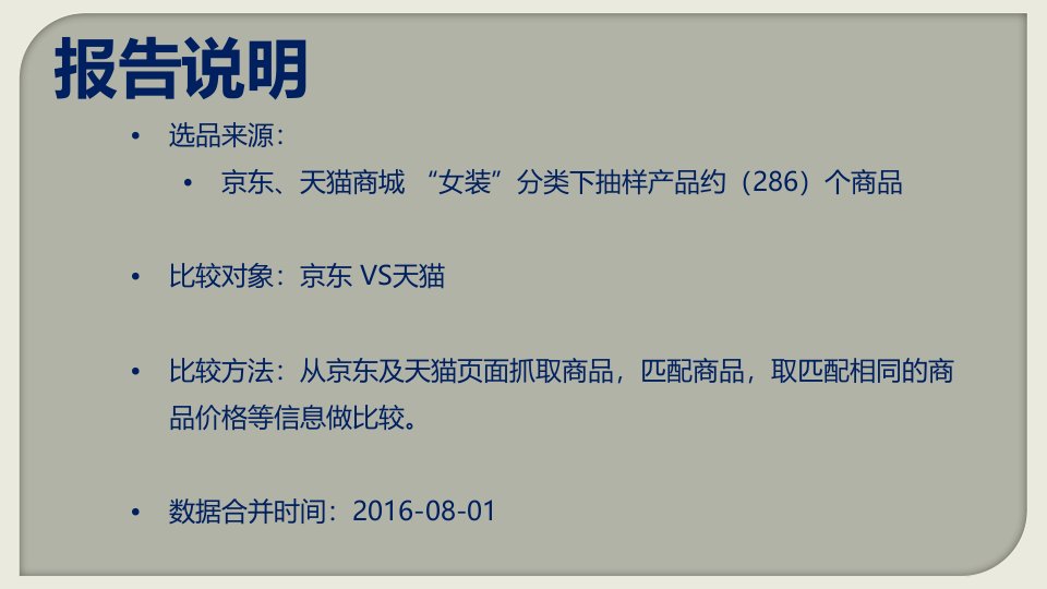 商品价格比较报告女装京东VS天猫8月第1周ppt课件