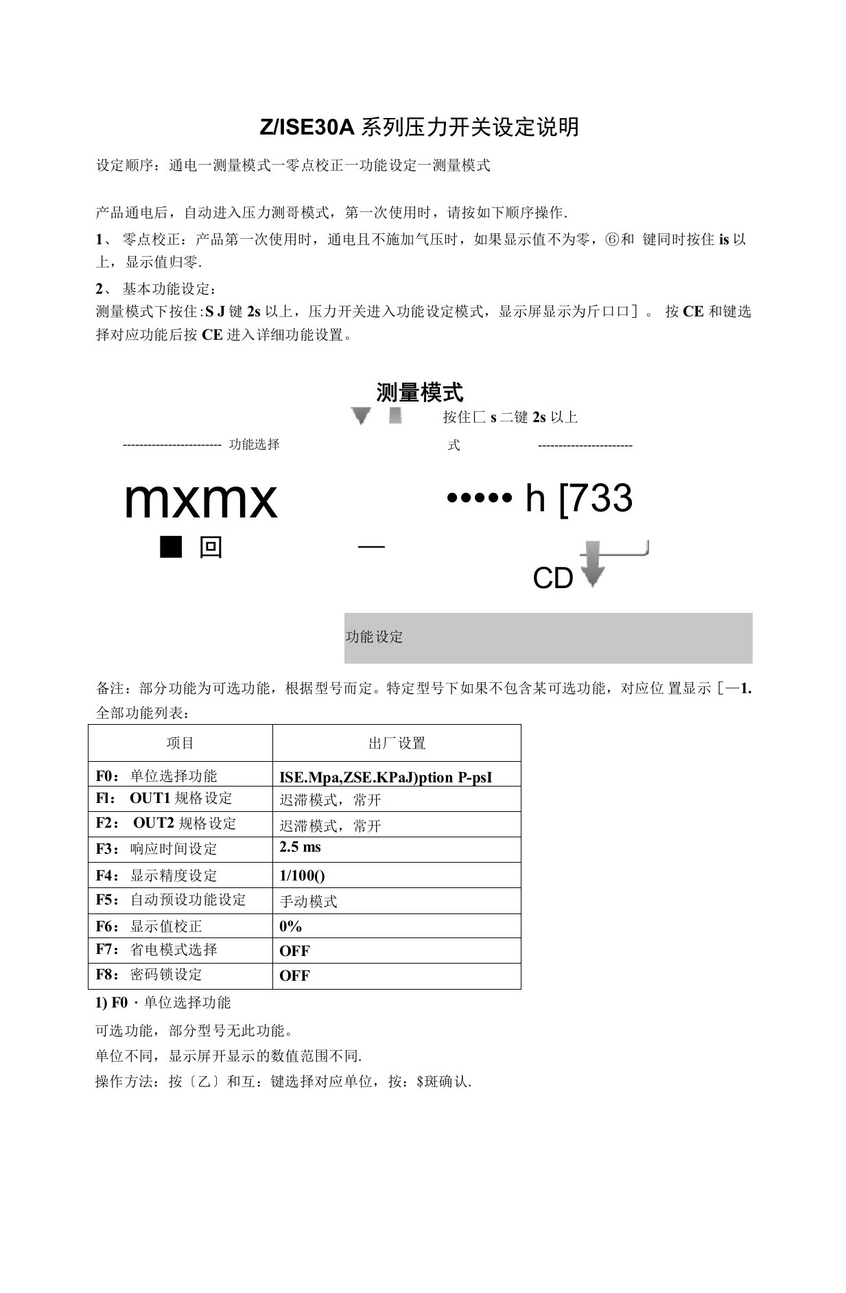 (SMC压力传感器调整说明书)ZSE30AISE30A