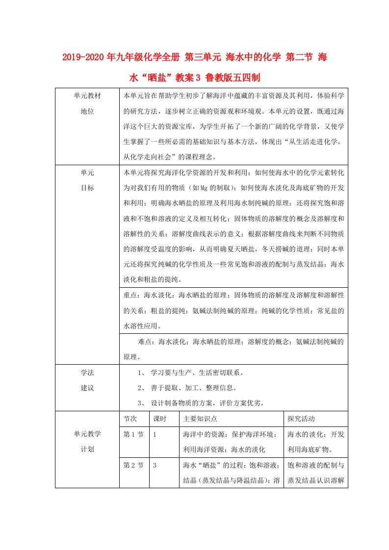 2019-2020年九年级化学全册