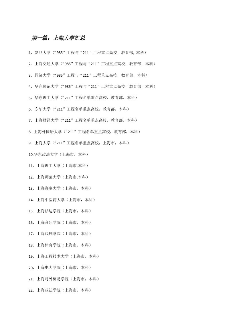 上海大学汇总[修改版]