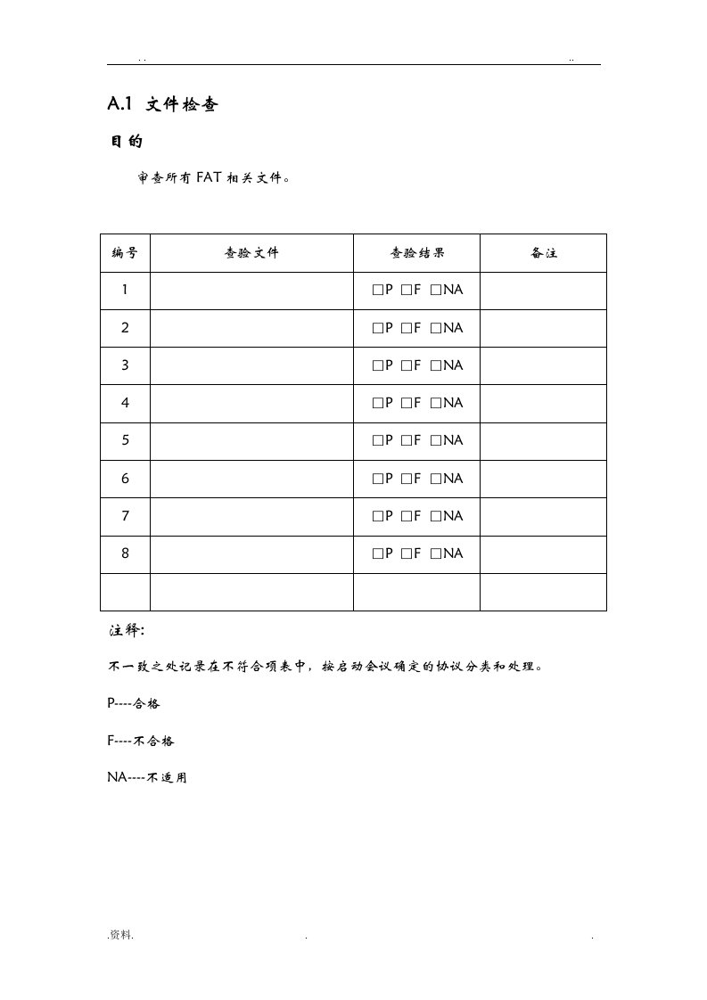 电气柜验收测试(fat)检验表