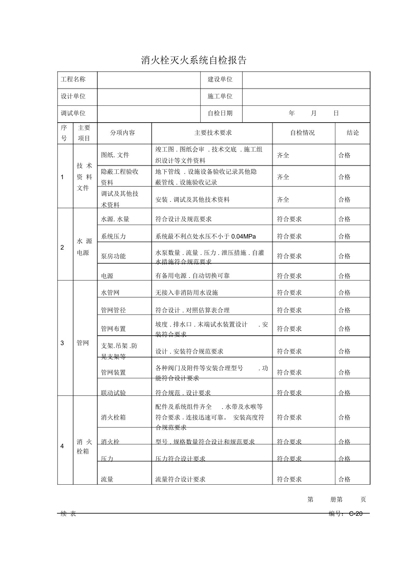 消火栓灭火系统自检报告