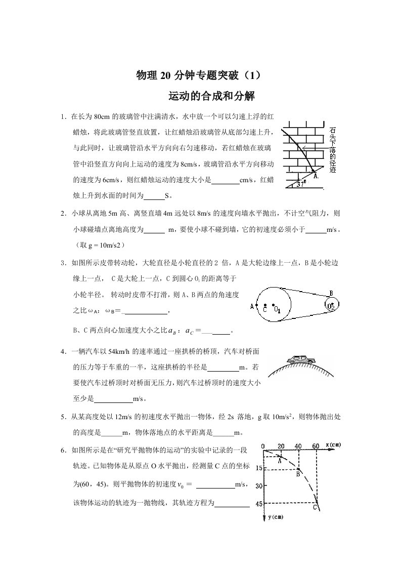 ChafateTseng(收集整理)高考物理20分钟专题突破：运动的合成和分解