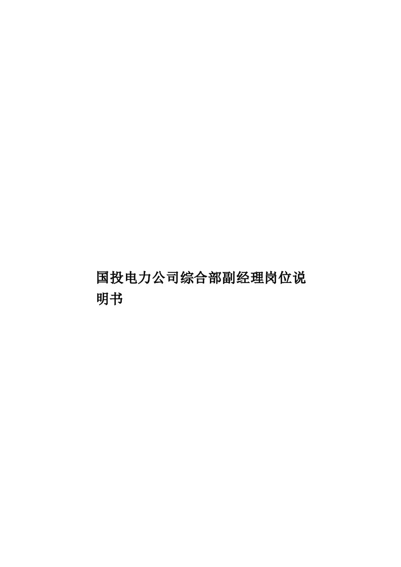 国投电力公司综合部副经理岗位说明书模板