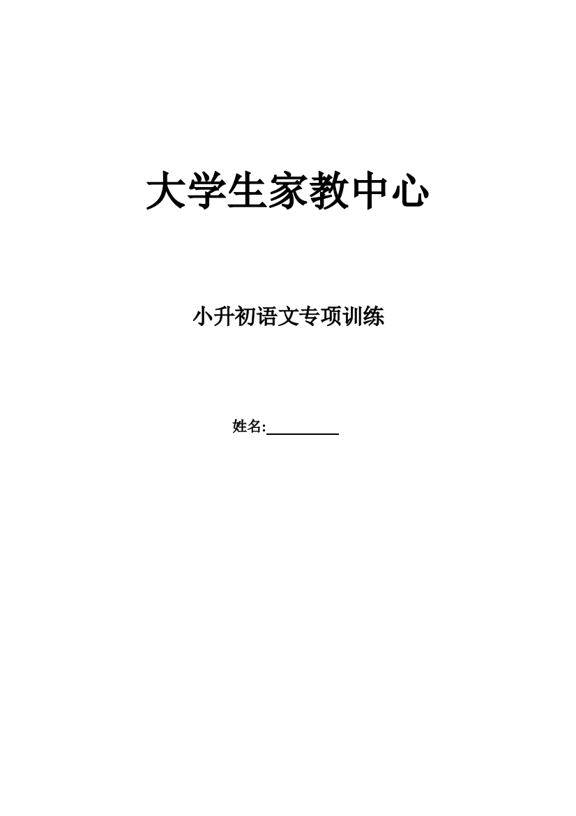 (完整版)小升初语文专项训练完整版