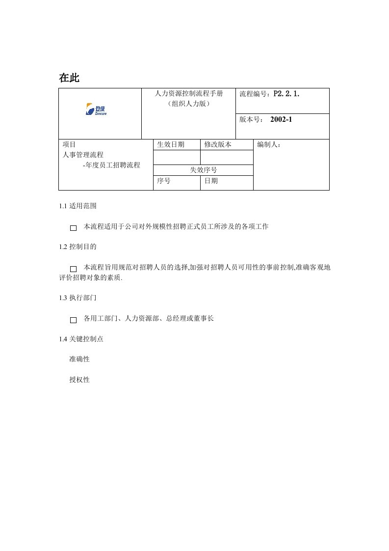 某年度员工招聘流程