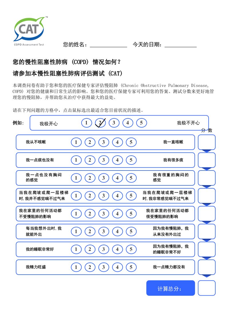 CAT评分表