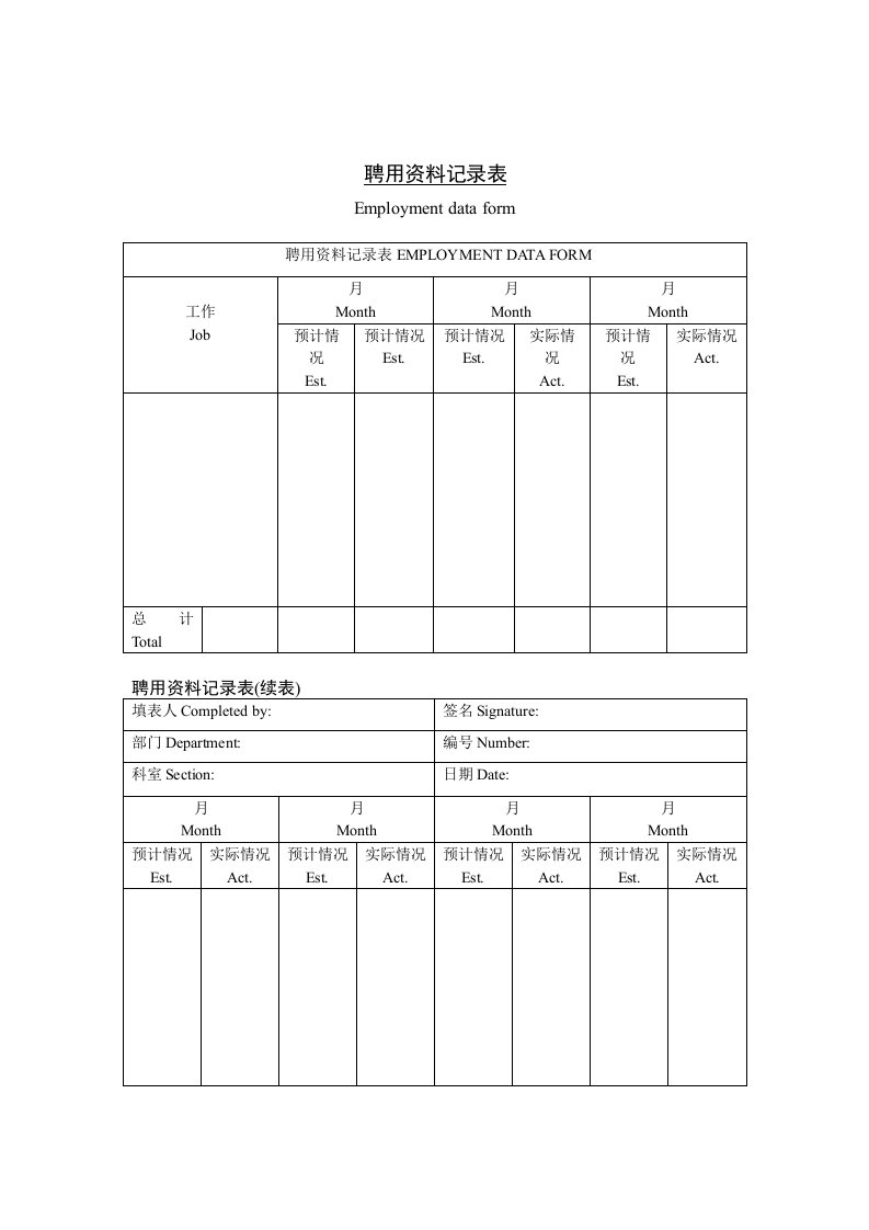 十七、聘佣资料记录表