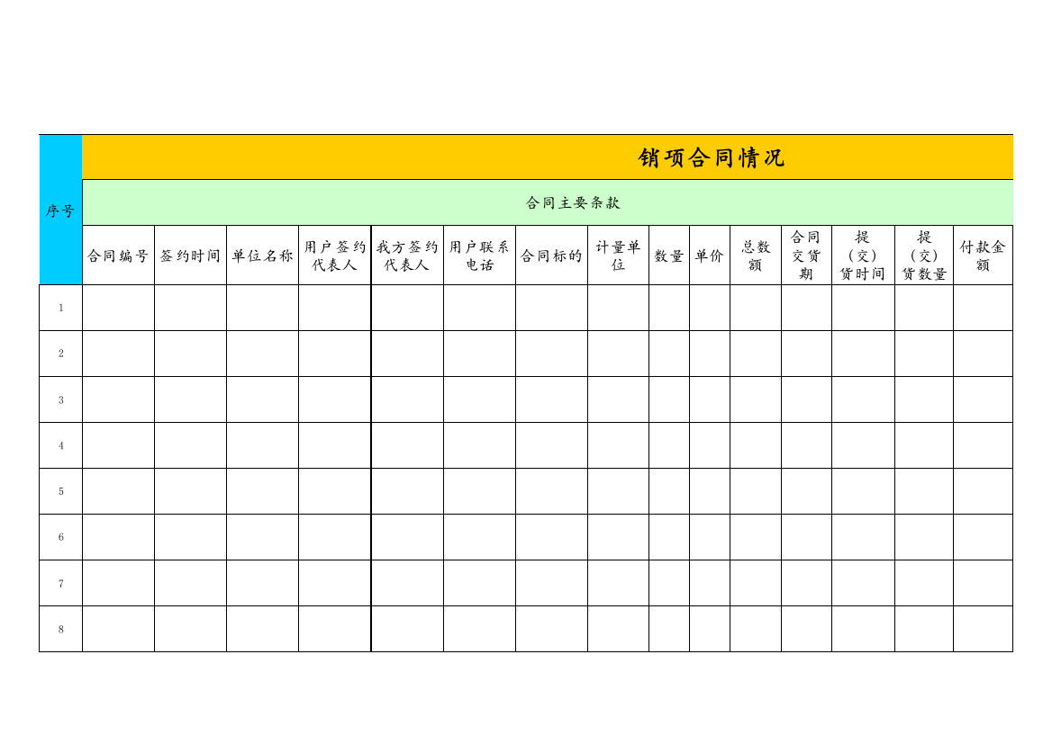 公司合同台账格式