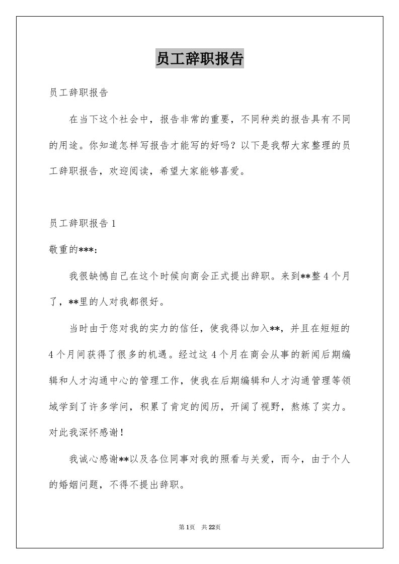 员工辞职报告例文59