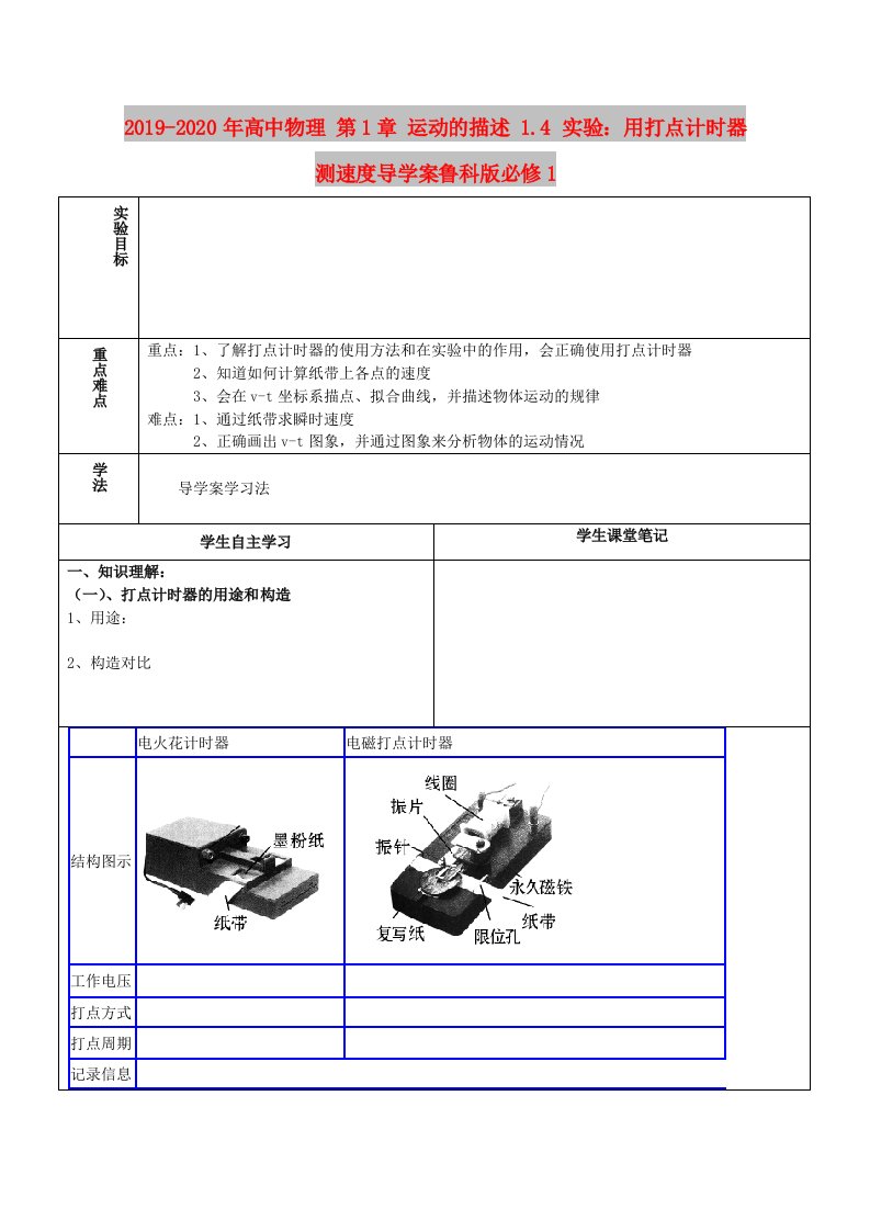 2019-2020年高中物理