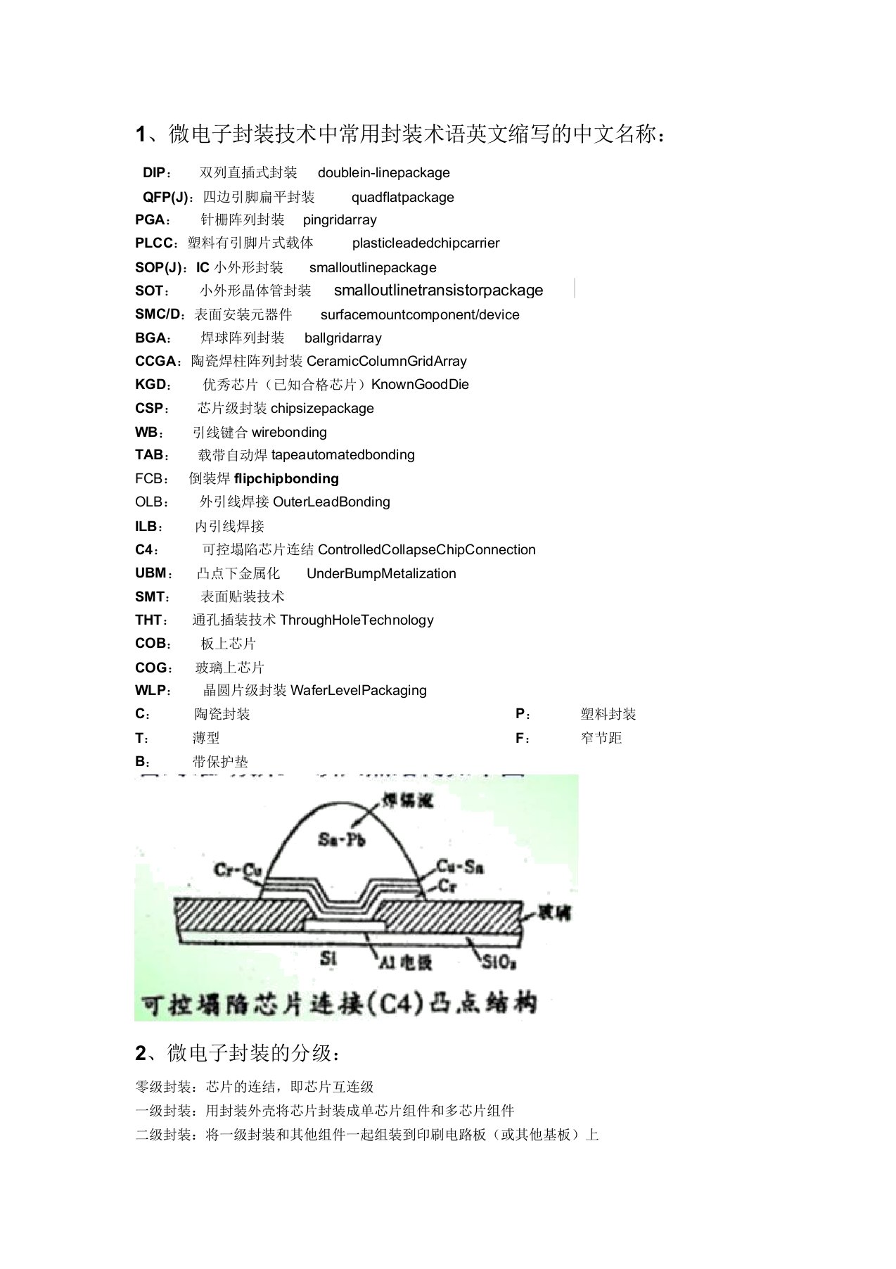 广工微电子封装技术总复习资料(DOC)