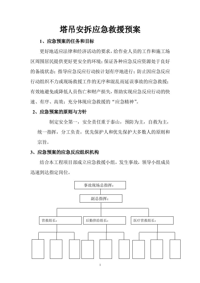 塔吊安拆应急预案