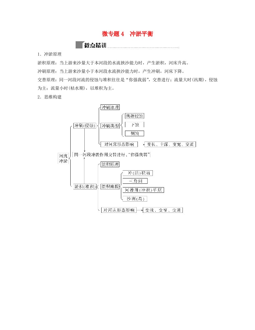 2024届高考地理二轮专题复习与测试第一部分专题四地质作用微专题4冲淤平衡