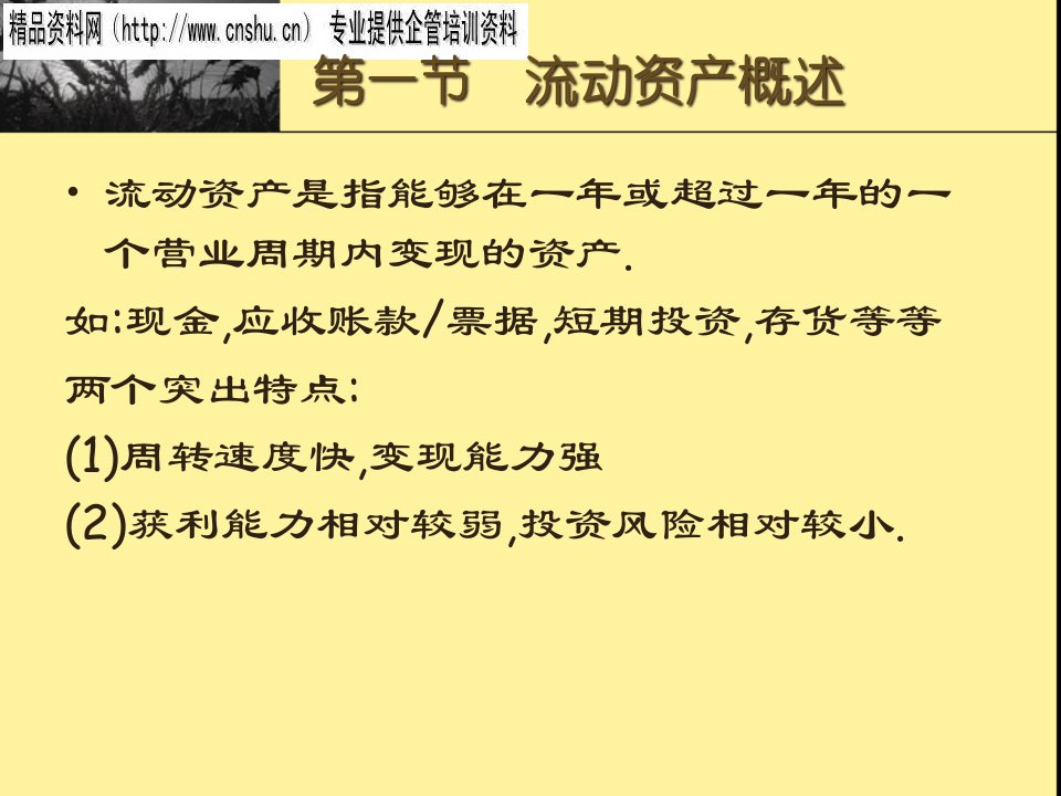 流动资产管理详细论述