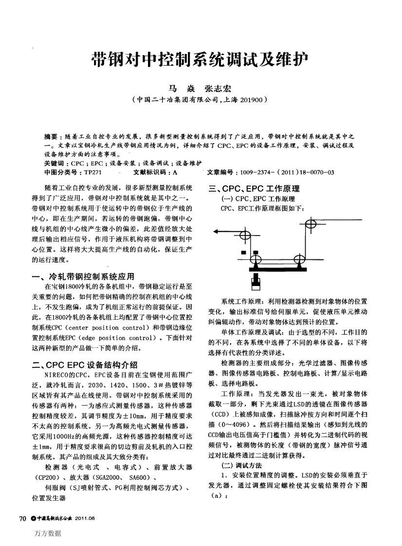 带钢对中控制系统调试及维护