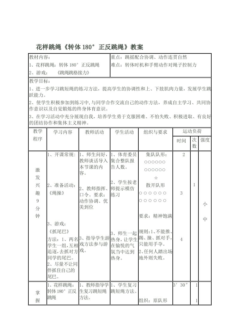 花样跳绳教案