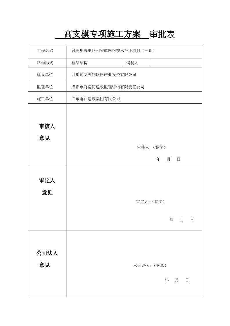 高支模专项施工方案