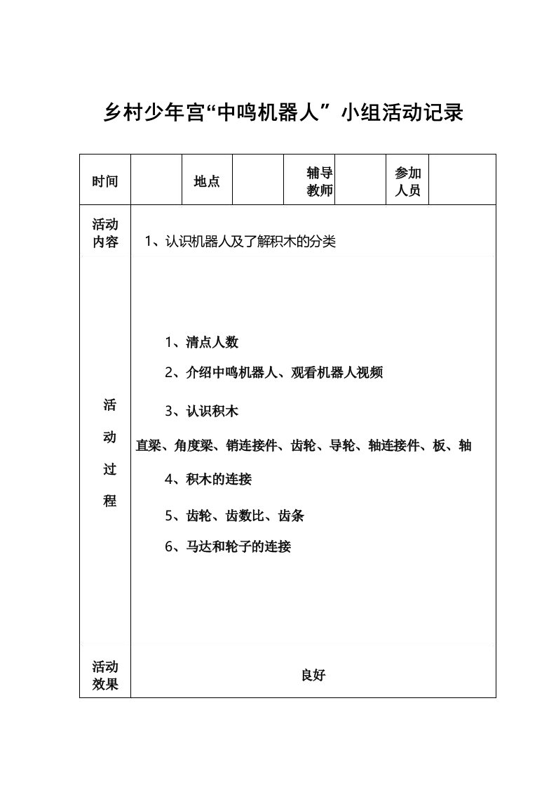 少年宫中鸣机器人活动记录