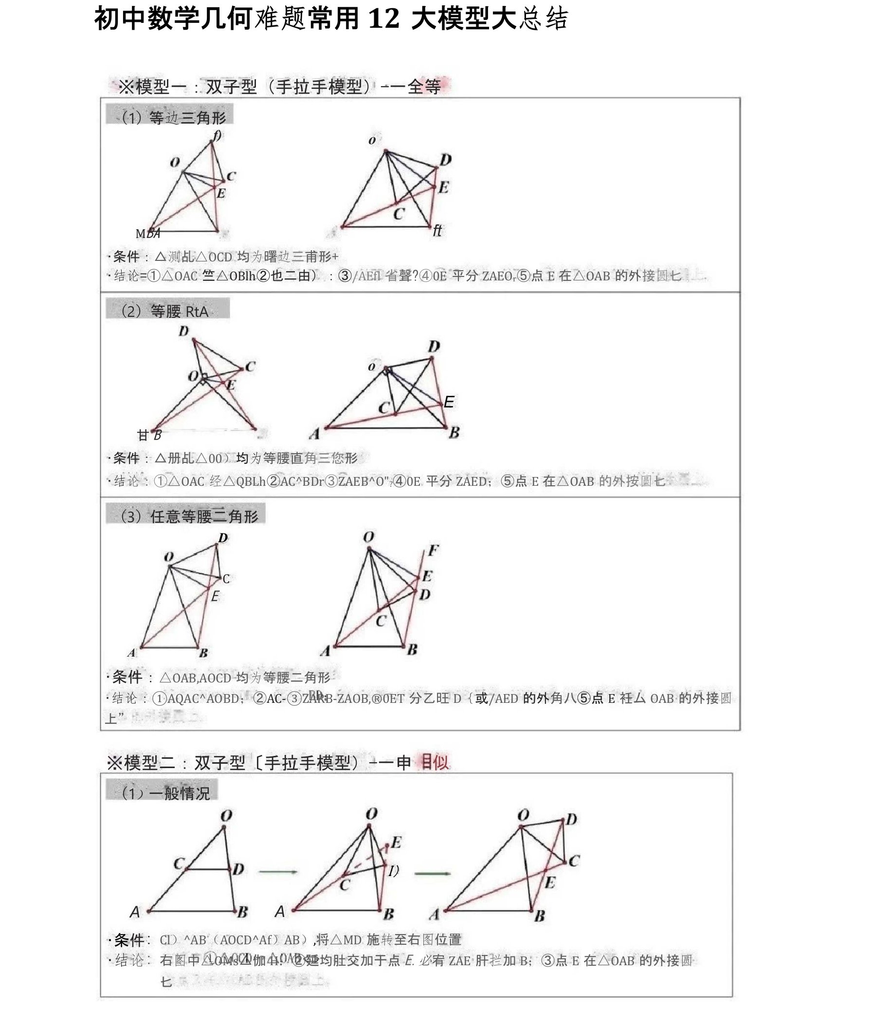 初中数学几何难题常用12大模型大总结