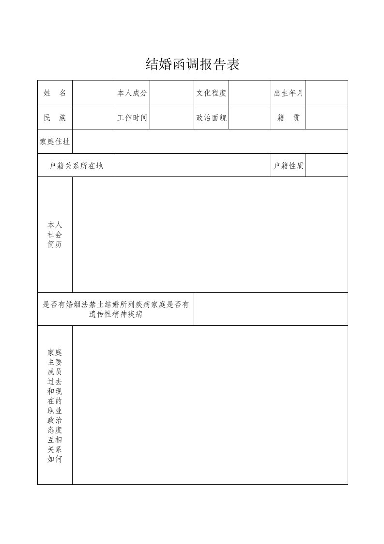 结婚函调报告表