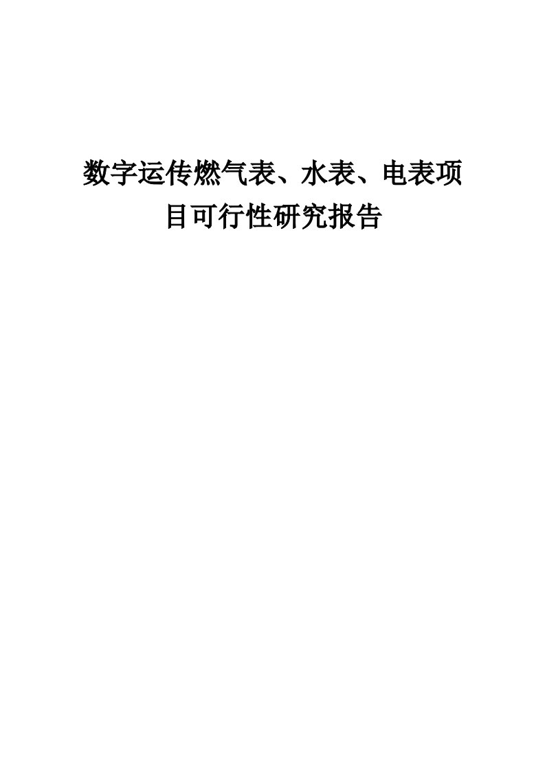 数字运传燃气表、水表、电表项目可行性研究报告