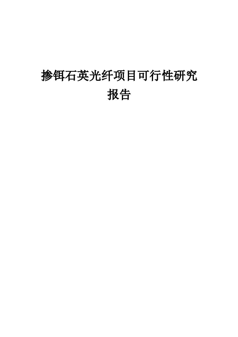 2024年掺铒石英光纤项目可行性研究报告