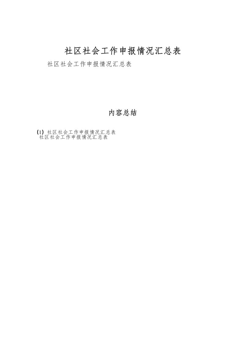 2022社区社会工作申报情况汇总表