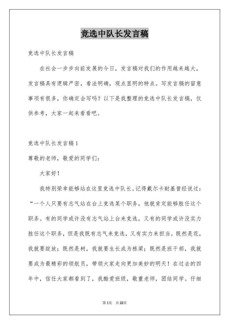 竞选中队长发言稿_3