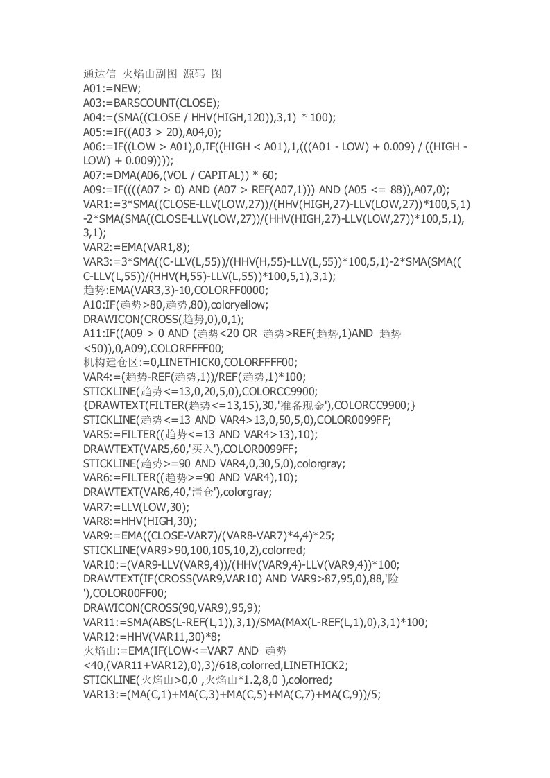 通达信指标公式源码火焰山副图