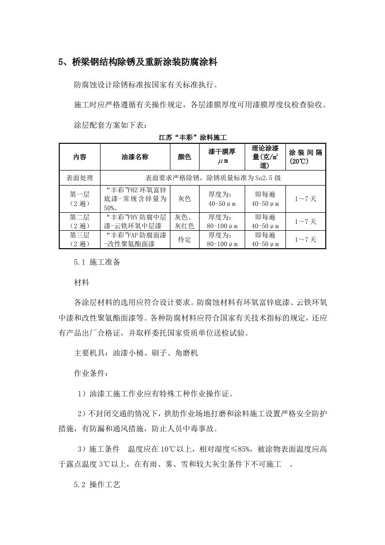 钢板油漆防腐涂装施工工艺