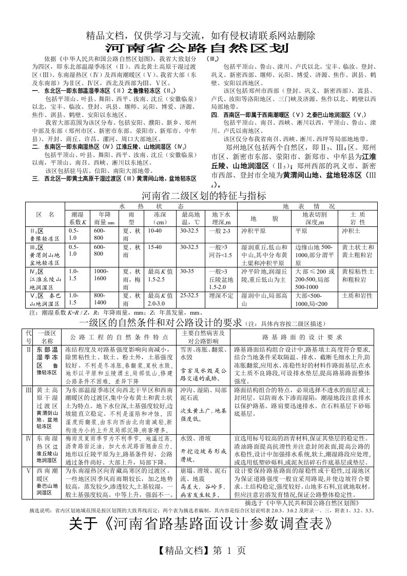 河南省公路自然区划