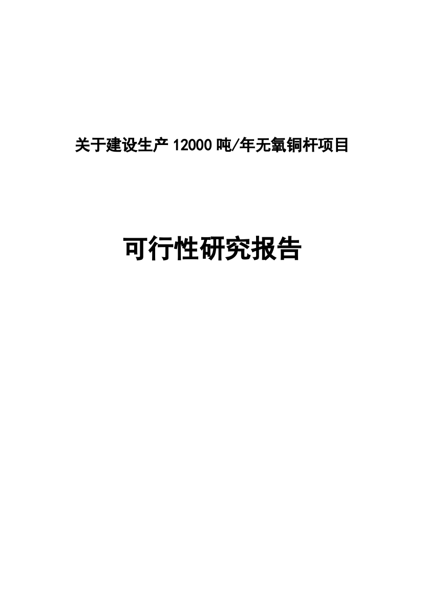 年产1.2吨无氧铜杆建设项目可行性研究报告书