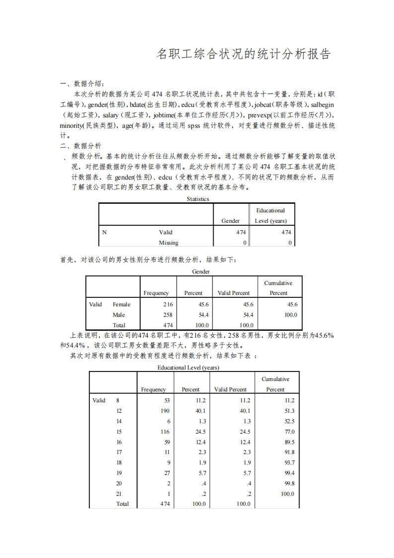 spss的数据分析报告