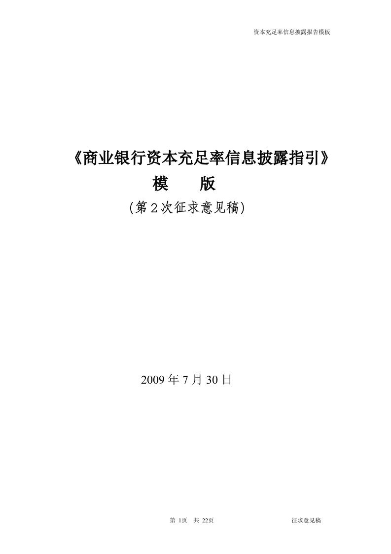 《商业银行资本充足率信息披露指引》模版